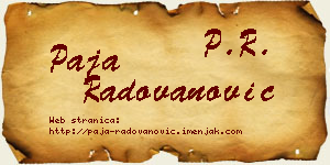 Paja Radovanović vizit kartica